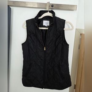 Old Navy Women's Black Quilted Vest with Gold Zipper
